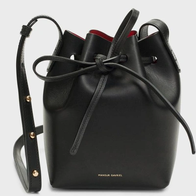 Mansur Gavriel Mini Mini Bucket Bag In Black/flamma