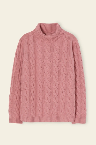 Mansur Gavriel Men's Cashmere Cable Knit Turtleneck In Rosa