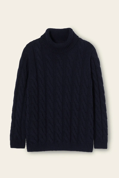 Mansur Gavriel Men's Cashmere Cable Knit Turtleneck In Blu