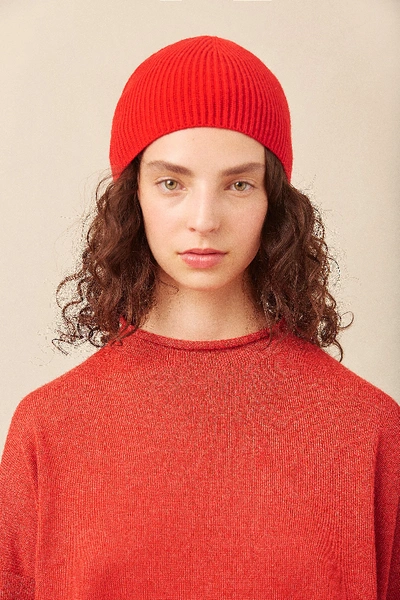 Mansur Gavriel Cashmere Ribbed Hat In Flamma