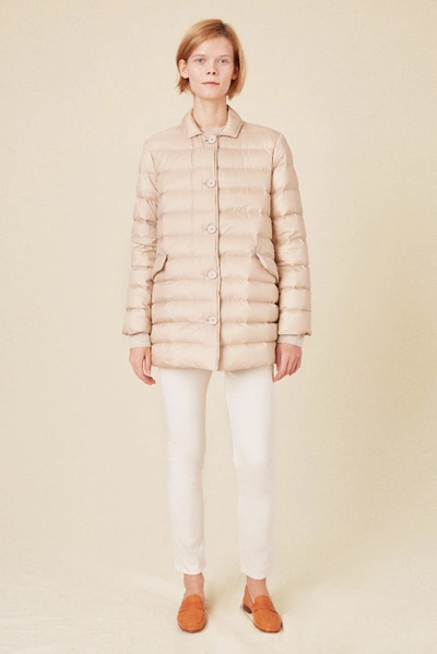 Mansur Gavriel Short Quilted Down Coat In Beige