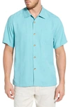 Tommy Bahama Al Fresco Tropics Classic Fit Short Sleeve Silk Button-up Shirt In Deep Sea Teal