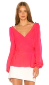 MILLY MILLY HALLIE WRAP TOP IN PINK.,MILL-WS475
