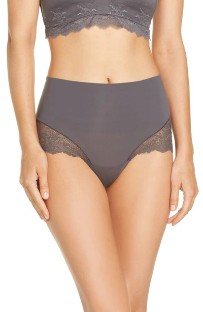 Spanx Undie-tectable Lace Hipster Panties In Chrome Grey