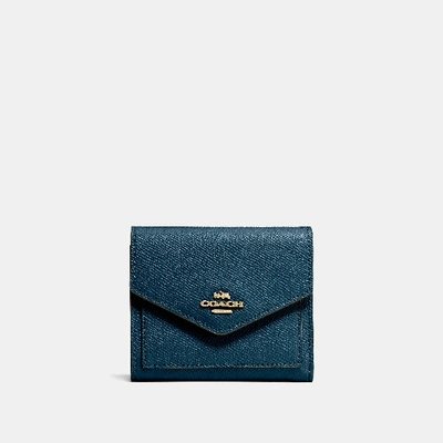 Coach Small Wallet In Peacock/gold