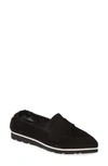 Agl Attilio Giusti Leombruni Micro Pointed Toe Loafer In Black Suede