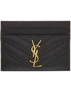 Saint Laurent Black Monogram Quilted Leather Cardholder In Black
