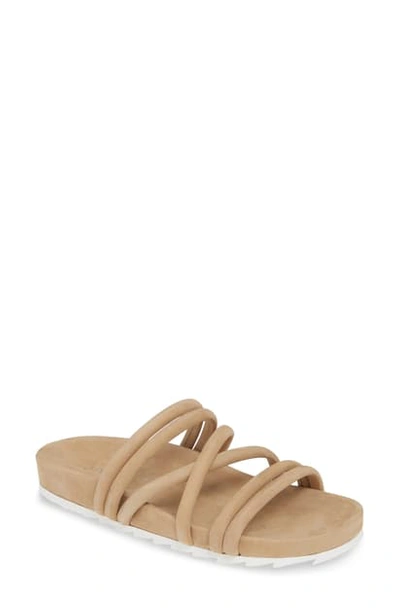 Jslides Tess Strappy Slide Sandal In Sand Nubuck Leather