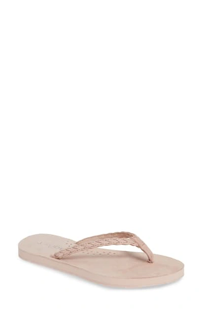 Jslides Nadia Braided Flip Flop In Pink Leather