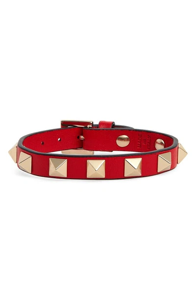 Valentino Garavani Rockstud Leather Bracelet In Multicolor