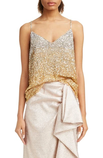 Dries Van Noten Caria Sequin Silk Camisole In L.pink/gold