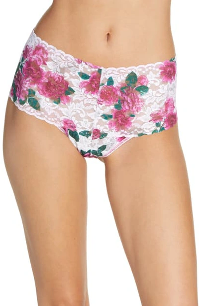 Hanky Panky Kensington Rose Retro Thong In Pink Multi