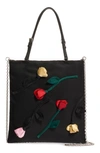 PRADA BLOSSOM APPLIQUE NYLON TOTE,1BA252 2DCPV O4L01