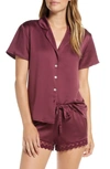 Flora Nikrooz Victoria Satin Short Pajamas In Berry