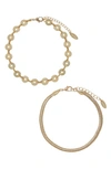 Ettika Disc & Flat Chain Anklet Set In Gold