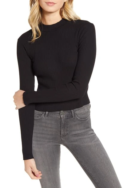 Stateside Ribbed Mock Neck Sweater In Black