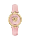 VERSACE Goldtone Stainless Steel and Leather Strap Watch