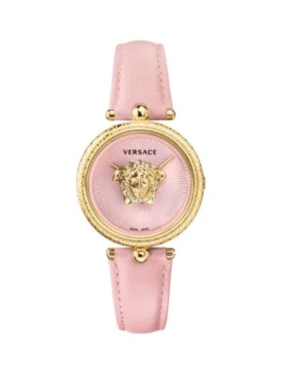 Versace Goldtone Stainless Steel And Leather Strap Watch