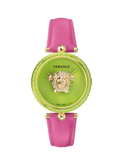 Versace Goldtone Stainless Steel And Leather Strap Watch