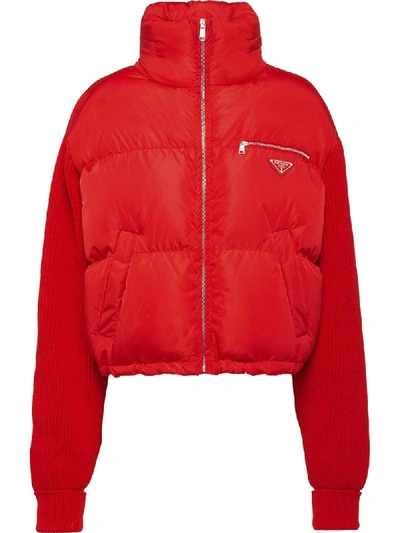 Prada Nylon Puffer Jacket In Rot