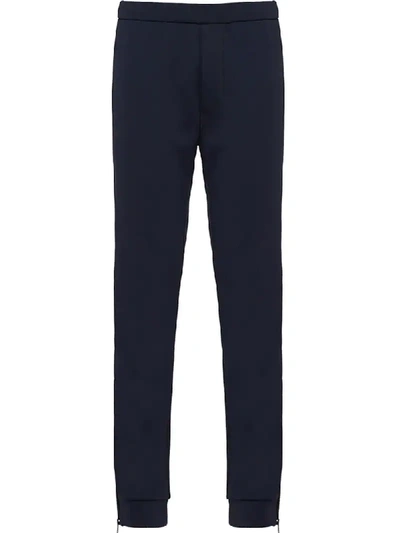 Prada Elastic Waist Knit Trousers In Blue