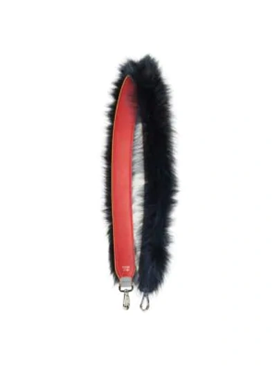 Fendi Strap You Fox-fur Bag Strap In Lapis