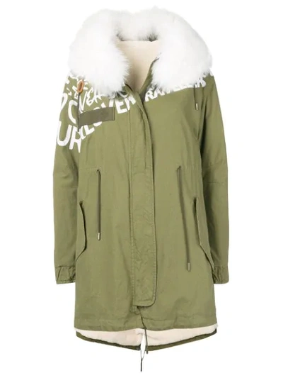 Mr & Mrs Italy Graphic Print Mid-length Parka In Green