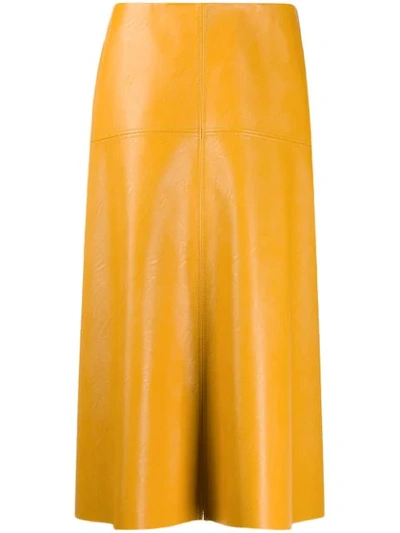 Stella Mccartney Faux-leather Midi Skirt In Yellow