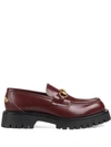 Gucci Cordovan Chunky-sole Leather Loafers In Burgundy