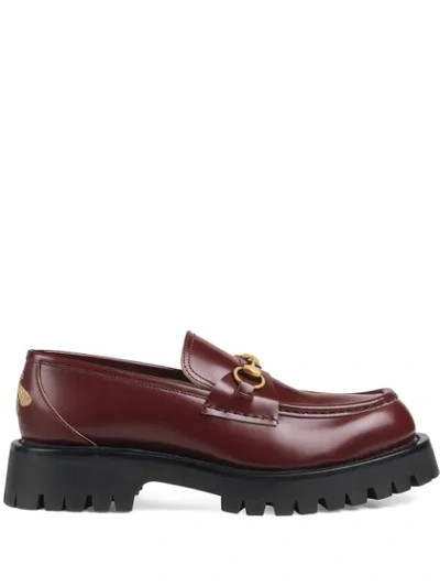 Gucci Cordovan Chunky-sole Leather Loafers In Burgundy