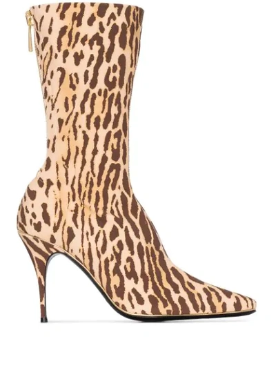 Zimmermann Leopard-print Jersey Sock Boots In Brown