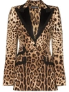 Dolce & Gabbana Satin-trimmed Leopard-print Wool-blend Blazer In Brown