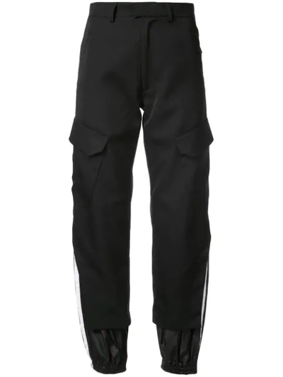 Delada Tapered Cargo Trousers In Black And Black With White