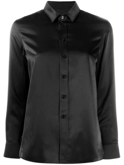 Saint Laurent Buttoned Silk-satin Shirt In Black