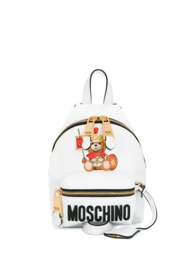 Moschino Logo Print Backpack In White