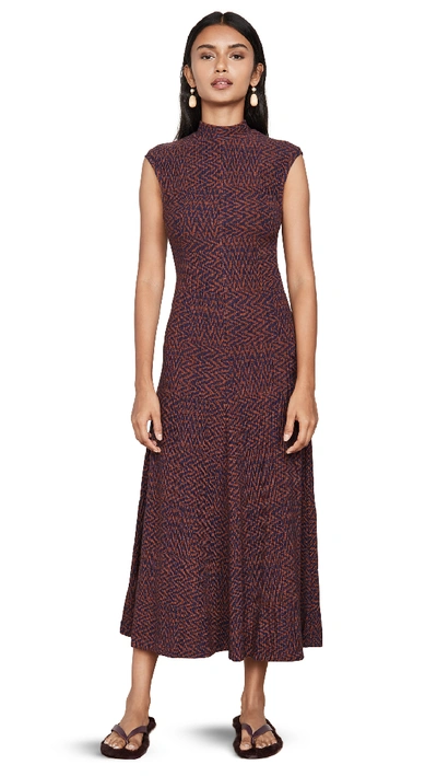 Beaufille Getty Dress In Navy Blue & Sepia