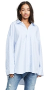 R13 Oversized Striped Cotton Oxford Shirt In Blue/white Pinstripe
