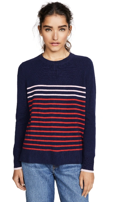 South Parade Stripe Cashmere Sweater In Navy Blue