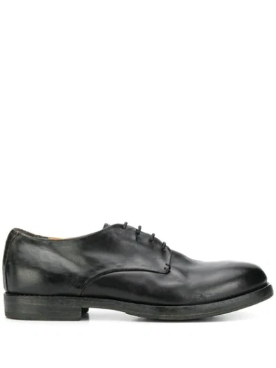 Premiata Worn-out Effect Derby Shoes In Lux Nero/nero