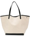 THE ROW LEATHER TRIM LINEN TOTE