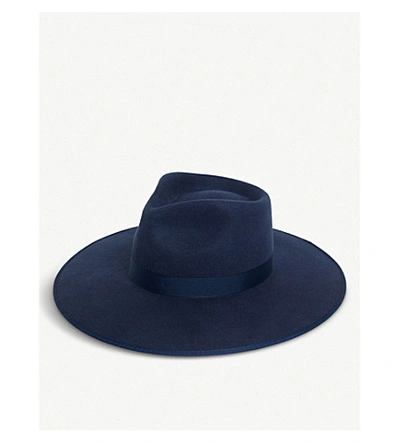 Lack Of Color Rancher Wool Fedora Hat In Navy
