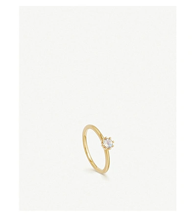 Astley Clarke Gold Plated Vermeil Silver Mini Linia Rainbow Moonstone Ring