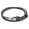 ANCHOR & CREW DARK BROWN DUNDEE SILVER & BRAIDED LEATHER BRACELET