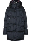 BURBERRY LOGO DETAIL HOODED PUFFER COAT