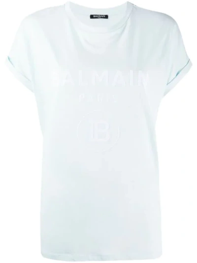 Balmain Logo Printed T-shirt In Blue