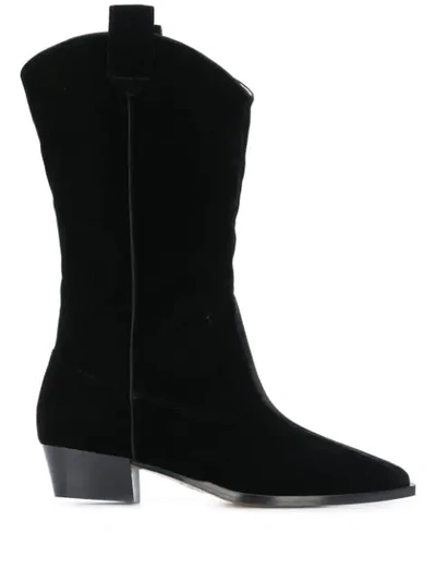 Gia Couture Black Leather Ankle Boots