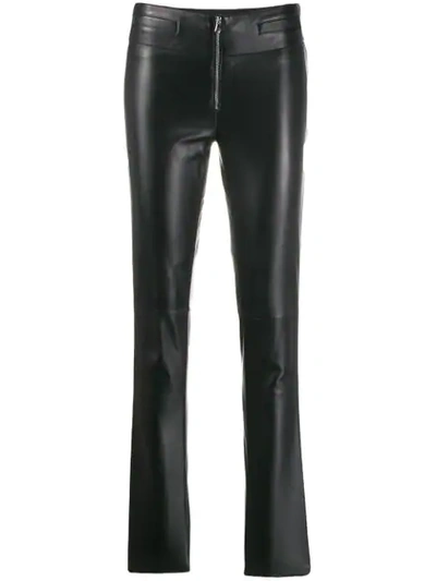 Emporio Armani Skinny Leather Trousers In Black