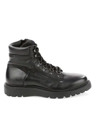 Aquatalia Waterproof Leather & Faux-shearling Hiking Boots In Black