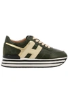 HOGAN SNEAKERS IN SMOOTH LAMINATED LEATHER WITH SUEDE HEEL AND 222 SOLE,11047679