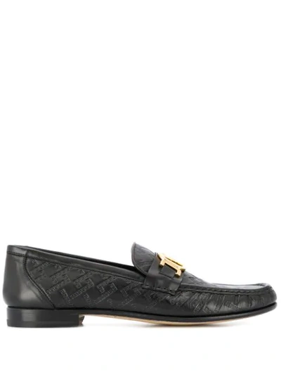 Versace Greca Key Embossed Loafers In Black